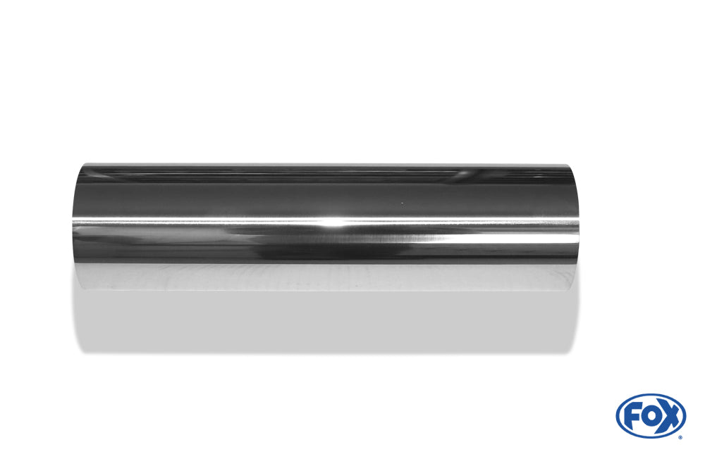 FOX Anschweißendrohr Typ 22 Ø 80 mm / Gesamtlänge: 300 mm - rund / uneingerollt / gerade / mit poliertem Absorber (Innendurchmesser 45mm - Länge: ca. 120mm)