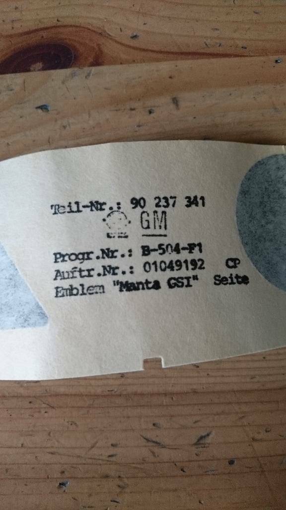 Manta Schriftzug "MANTA GSI" neu original GM