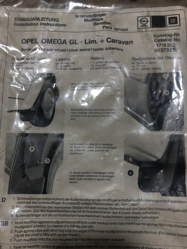 Original Opel Schmutzfänger Omega Neu