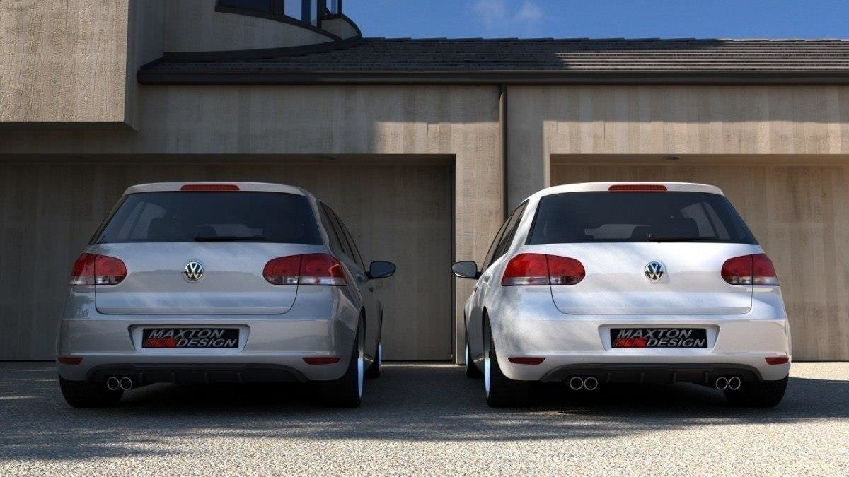 Heckschürze für VW GOLF 6 MIT 2 AUSPUFF schwarz Hochglanz