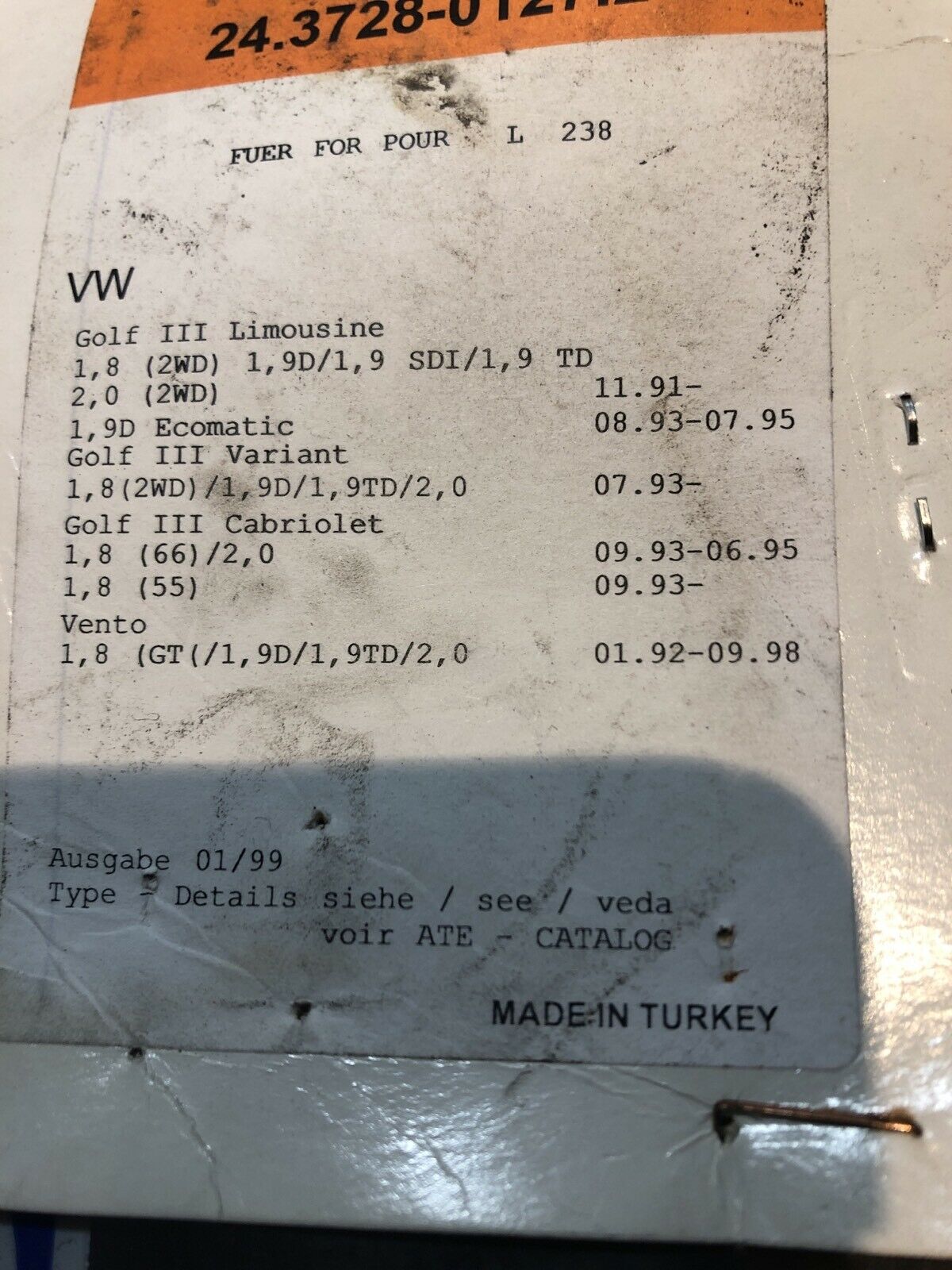 VW Golf 3 / Vento ATE Kupplungsseil Neu