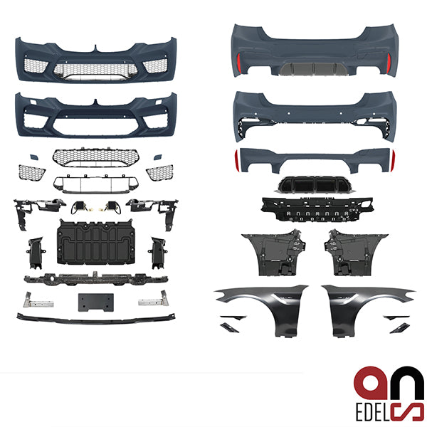 AN Evo GT Sport Bodykit Stoßstange Vorne Seite Hinten +Kotflügel passt für BMW G30 M5 Umbau
