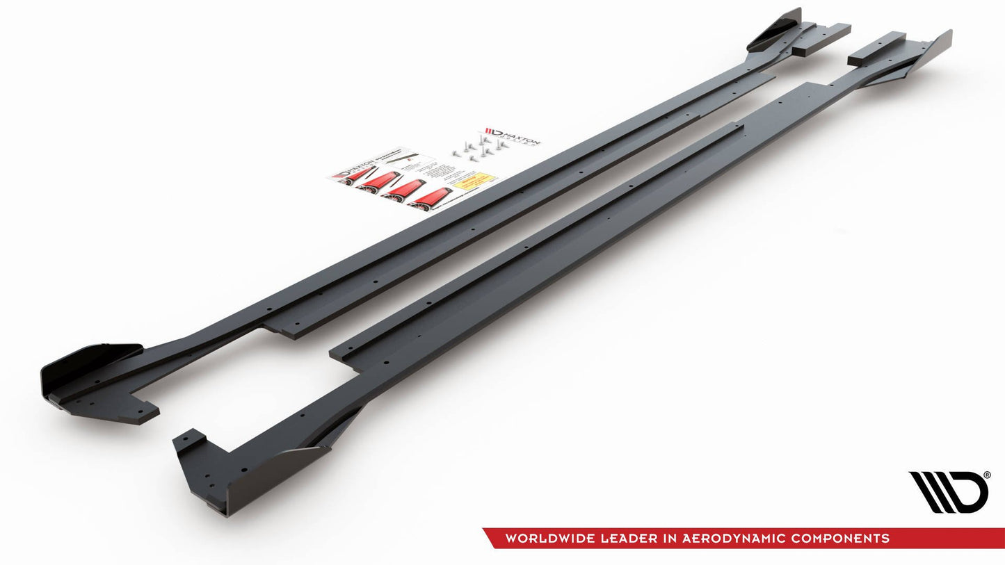 Robuste Racing Seitenschweller Ansatz für für + Flaps Volkswagen Arteon R-Line schwarz Hochglanz