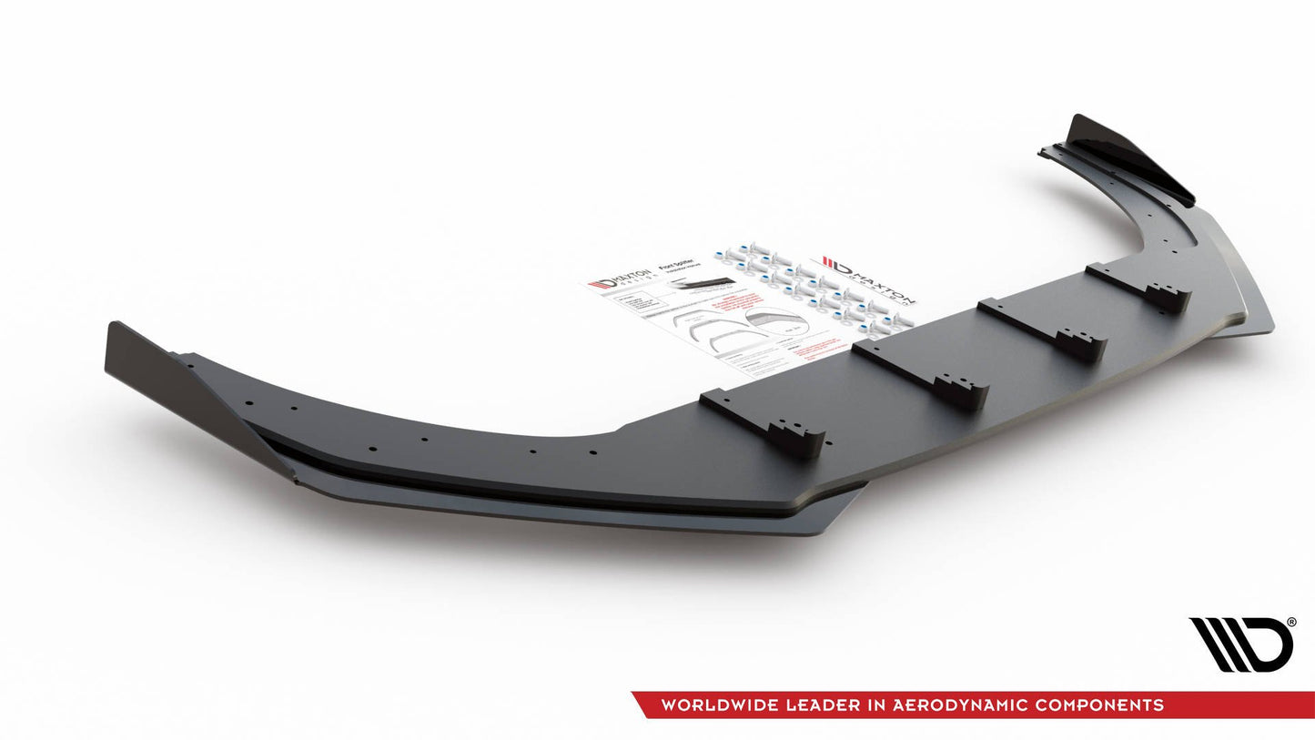 Robuste Racing Front Ansatz für passend +Flaps für Volkswagen Golf 8 GTI schwarz Hochglanz