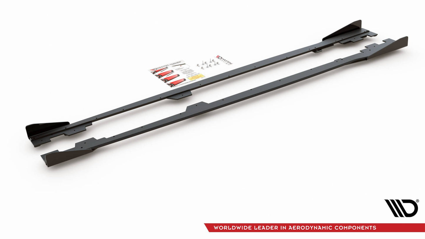 Robuste Racing Seitenschweller Ansatz für für + Flaps BMW 1er F21 M135i / M140i / M-Paket schwarz Hochglanz