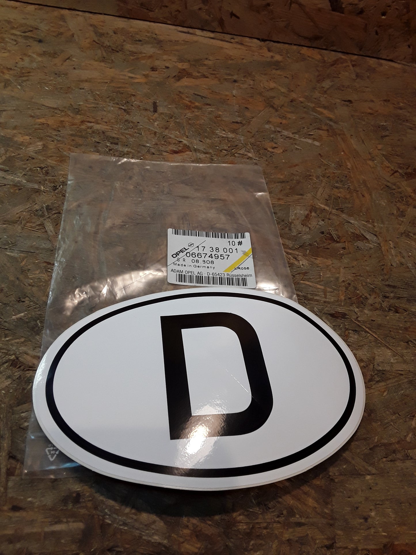 Original GM Opel D-Schild, selbstklebende Folie, 6674957 Admiral A , Admiral B , Ascona A , Ascona B , Commodore A , Commo...
