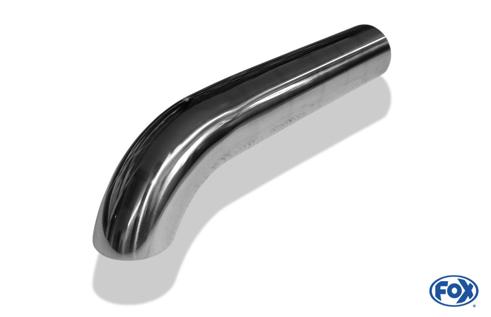 FOX Anschweißendrohr Typ 26 Ø 70 mm / Länge: 430 mm - uneingerollt / 80° nach unten gebogen