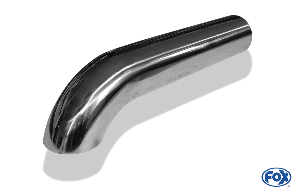 FOX Anschweißendrohr Typ 26 Ø 76 mm / Länge: 430 mm - uneingerollt / 80° nach unten gebogen