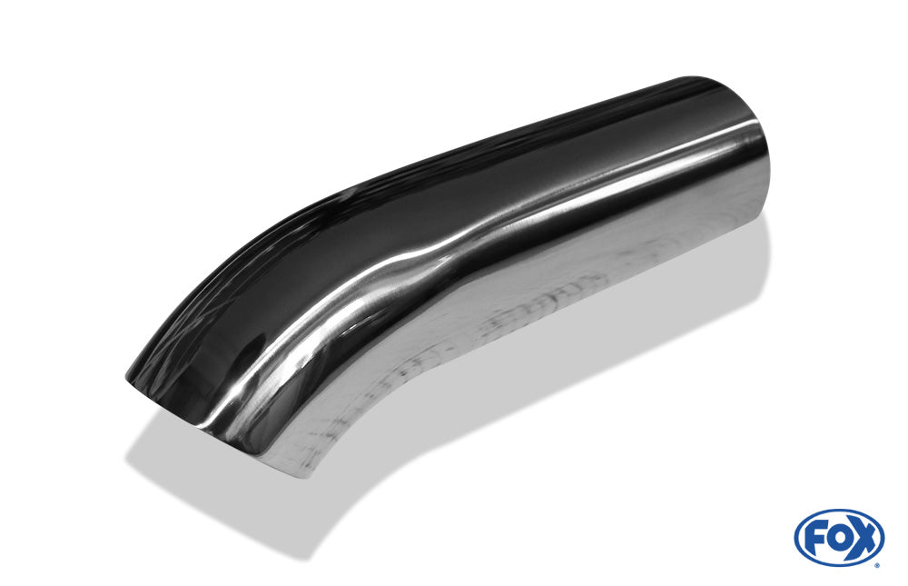 FOX Anschweißendrohr Typ 28 Ø 63 mm / Länge: 250 mm / uneingerollt / 45° nach unten gebogen