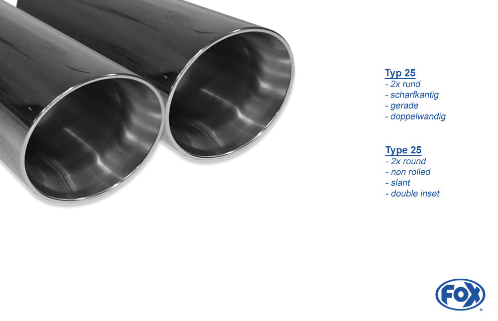 FOX BMW E90/91/92 - 320d Endschalldämpfer - 2x76 Typ 25