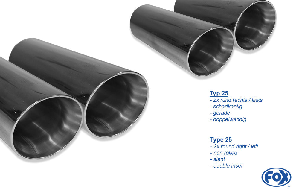 FOX VW Golf VII - Einzelradaufhängung - R-Optik Endschalldämpfer rechts/links - 2x90 Typ 25 rechts/links