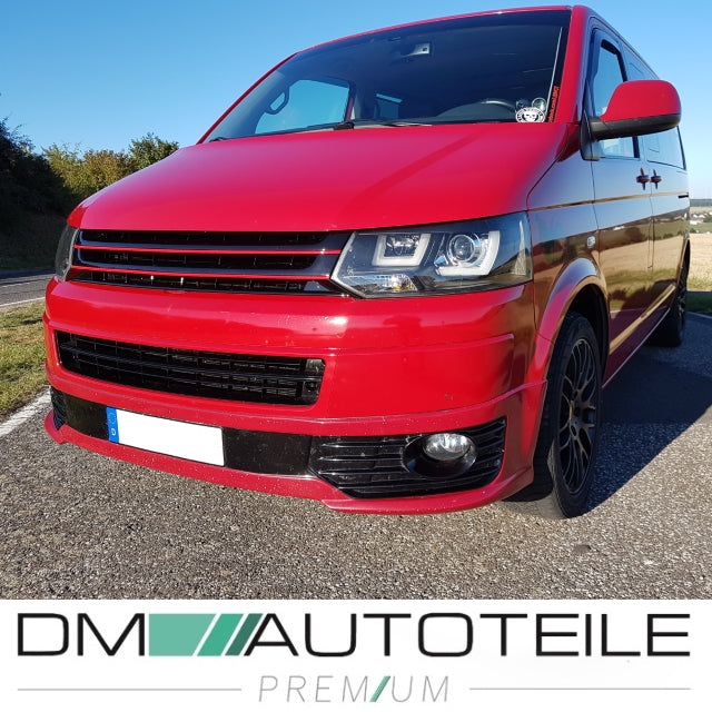 Kühlergrill Grill Clean Schwarz lackiert Leiste Rot für VW T5 GP Facelift 09-15