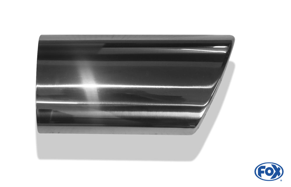 FOX Anschweißendrohr Typ 39 - Links 106x71 mm / Länge: 200 mm - oval - 1x seitlich nach links abgeschrägt / eingerollt / mit Absorber