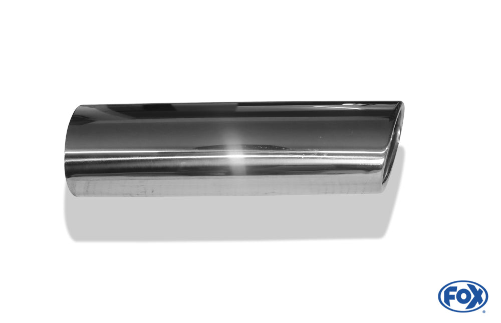 FOX Anschweißendrohr Typ 39 - Links 106x71 mm / Länge: 200 mm - oval - 1x seitlich nach links abgeschrägt / eingerollt / mit Absorber