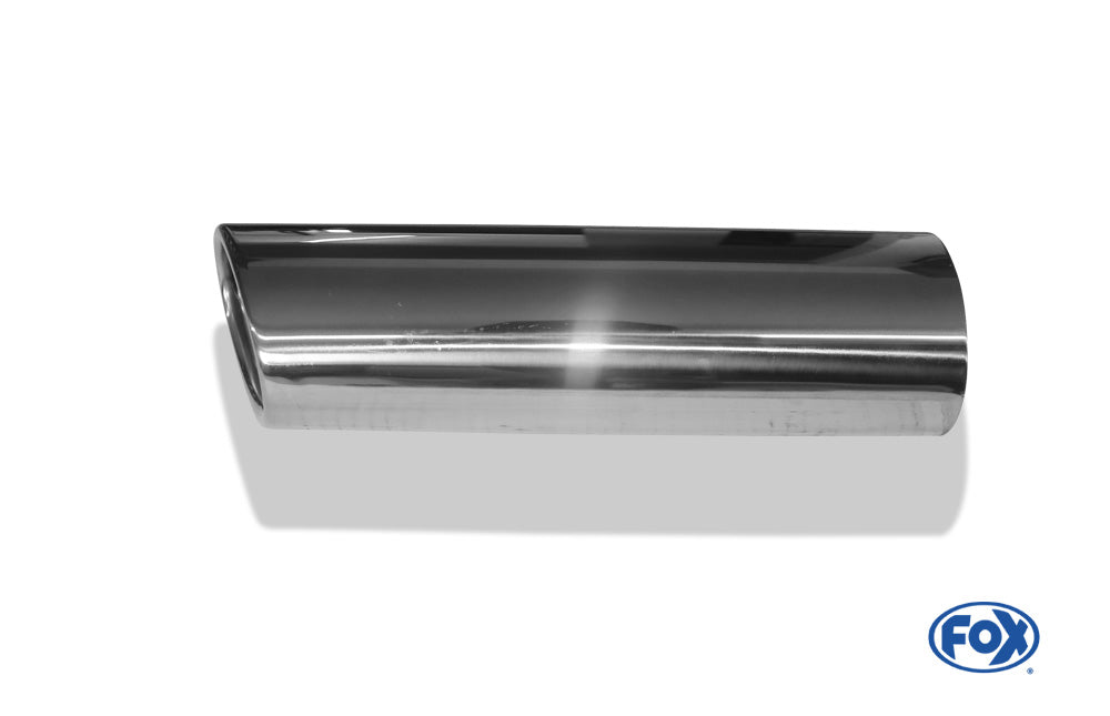 FOX Anschweißendrohr Typ 39 - Rechts 106x71 mm / Länge: 200 mm - oval - 1x seitlich nach rechts abgeschrägt / eingerollt / mit Absorber