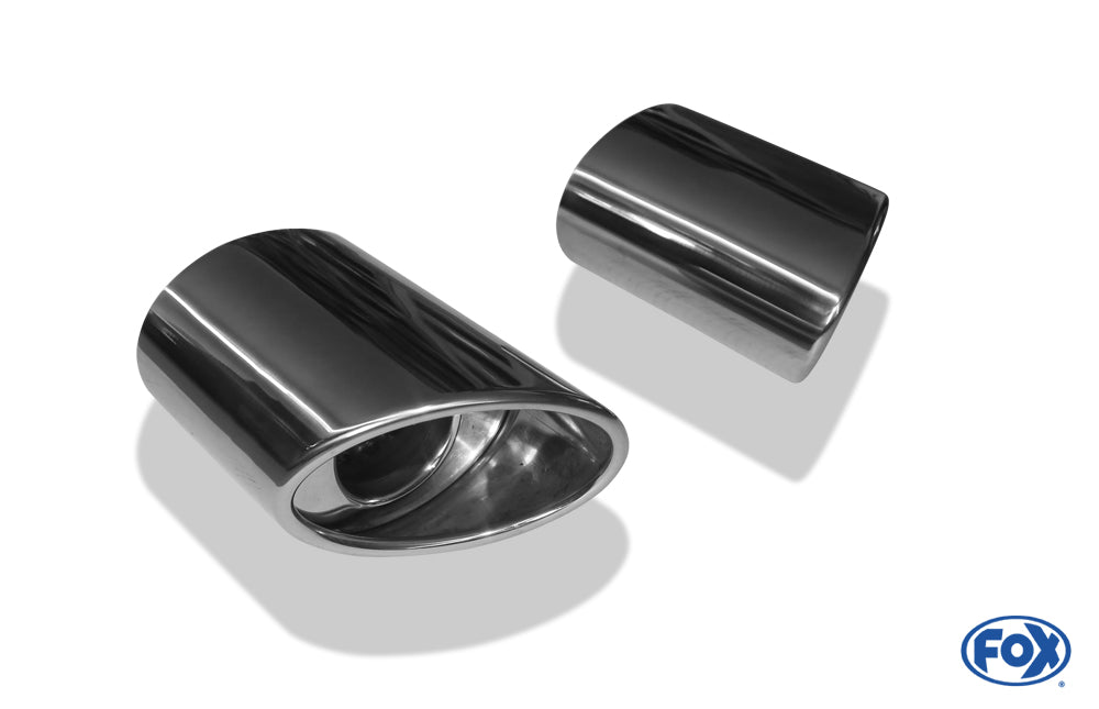 FOX Anschweißendrohr Typ 39 Rechts & Links 115x85 mm / Länge: 160 mm - oval Porsche / seitlich eingerollt / mit Absorber