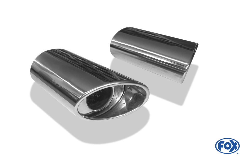 FOX Anschweißendrohr Typ 39 Rechts & Links 115x85 mm / Länge: 240 mm - oval Porsche / seitlich eingerollt / mit Absorber