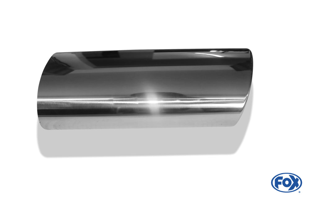 FOX Anschweißendrohr Typ 39 - Links 160x90 mm / Länge: 300 mm - oval - 1x seitlich nach links, sowie nach unten abgeschrägt / eingerollt / mit Absorber