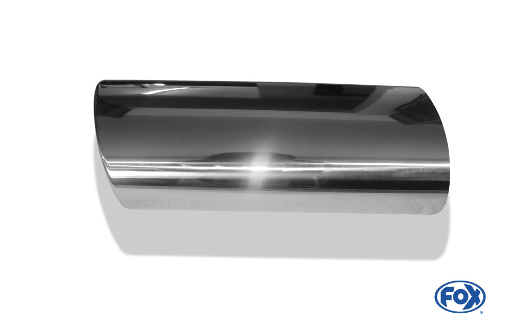 FOX Anschweißendrohr Typ 39 - Rechts 160x90 mm / Länge: 300 mm - oval - 1x seitlich nach rechts, sowie nach unten abgeschrägt / eingerollt / mit Absorber