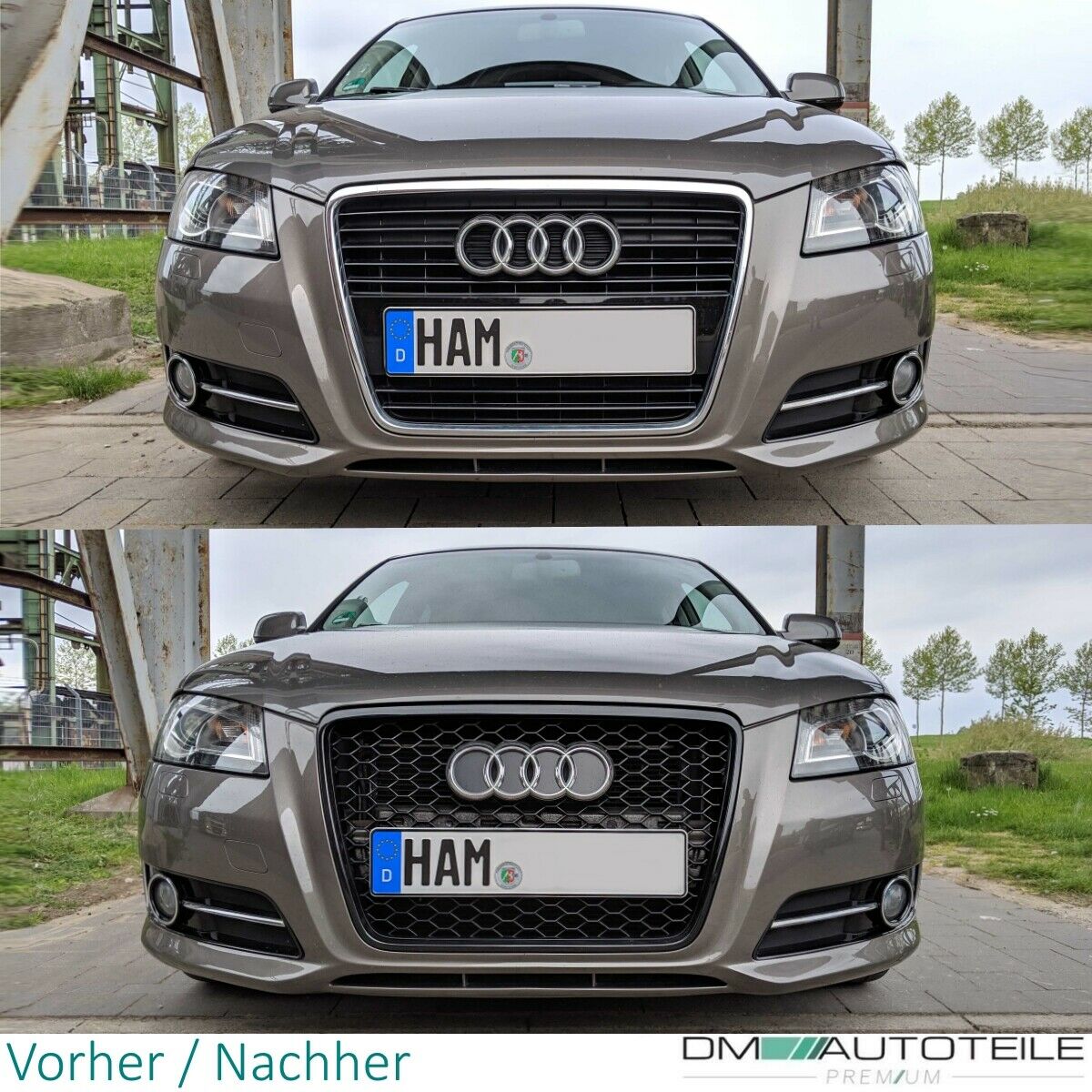 Kühlergrill Wabengrill Schwarz Glanz passt für Audi A3 8P Facelift 08-13 und RS3