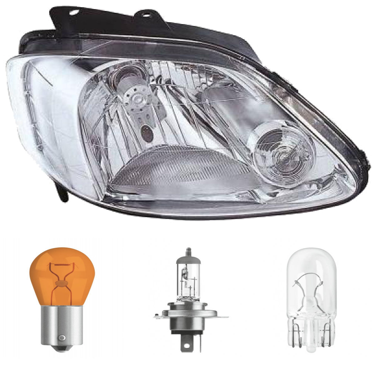 Scheinwerfer H4 TYC rechts passt für VW Fox Schrägheck (5Z4) ab 2005-2011 inklusive Leuchtmittel/Birnen