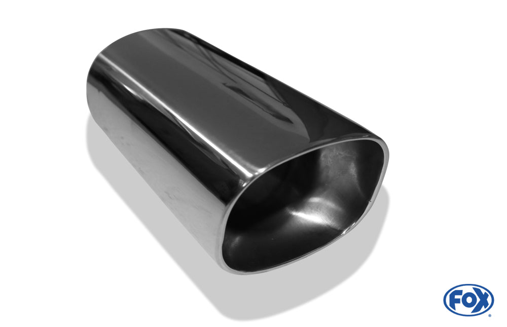 FOX Anschweißendrohr Typ 72 - 93x79 mm - Länge: 300 mm Rechteckig abgerundet / uneingerollt / 10°abgeschrägt / mit Typ-B Einsatz