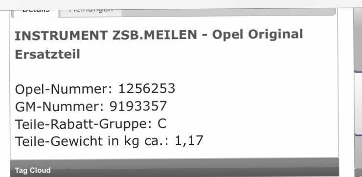 Opel Astra G Zafira A Tacho MPH/KMH neu original GM