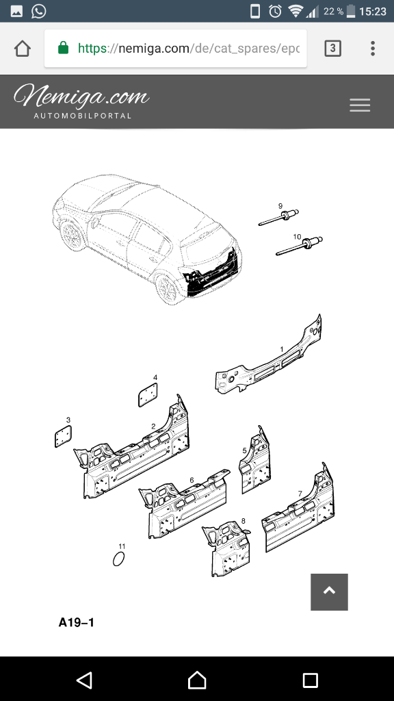 Opel Astra H Verstärkungsplatte hinten rechts neu original GM