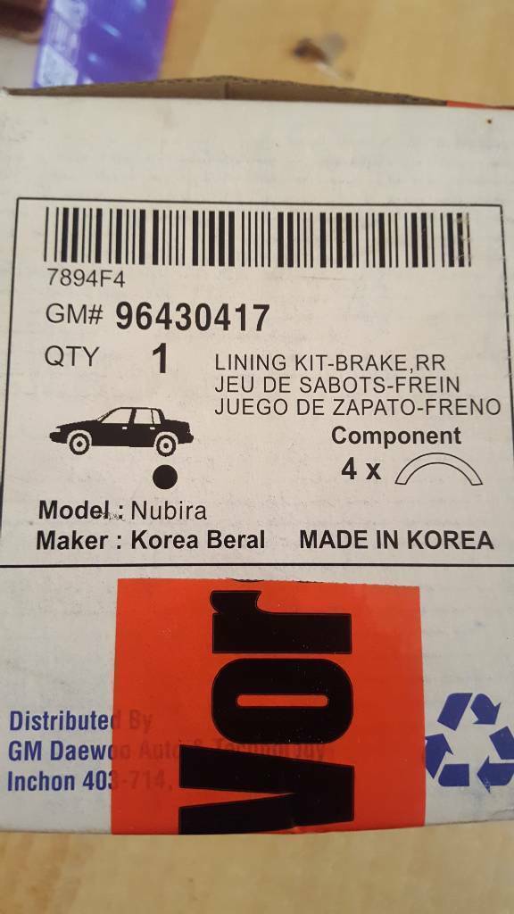 GM Chevrolet Nubira Bremsbacken Satz hinten neu original gm