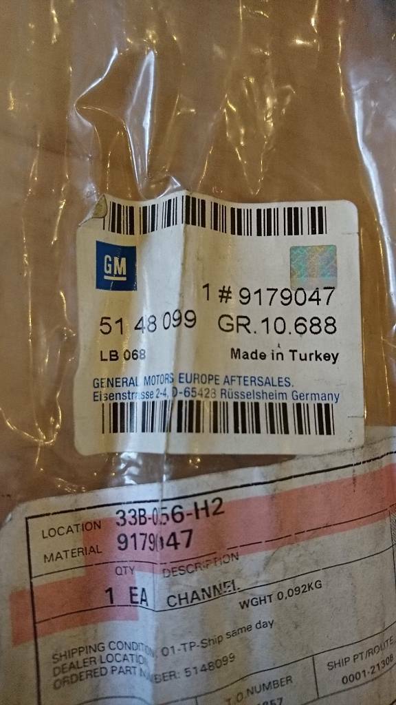 Vectra C Fensterführung Gummidichtung hinten links neu original GM