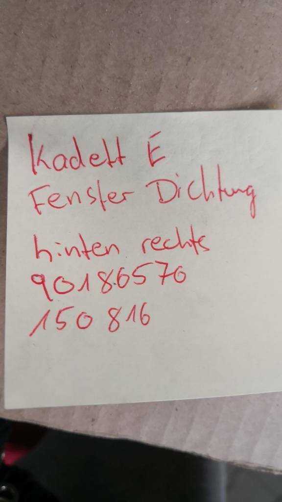 Opel Kadett E Fensterdichtung Hinten Rechts Neu Original GM