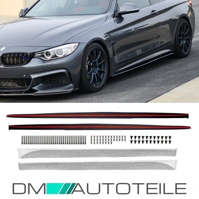 Sport-Performance Seitenschweller Ansatz hochglanz schwarz + Folie passend für BMW 4er F32 F33 F36 M-Paket