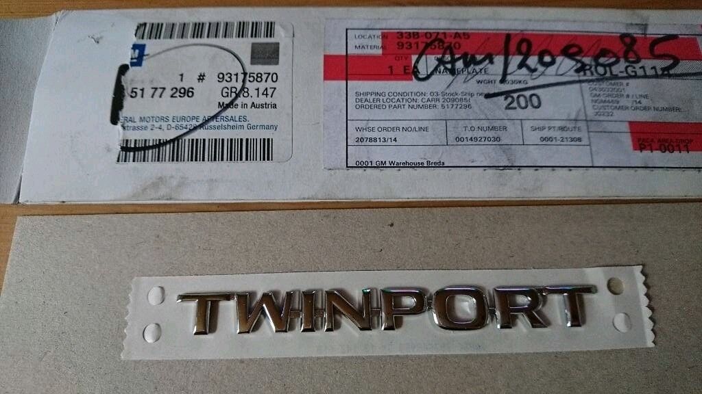 Astra G Zafira A Schriftzug hinten "TWINPORT" Neu Original GM