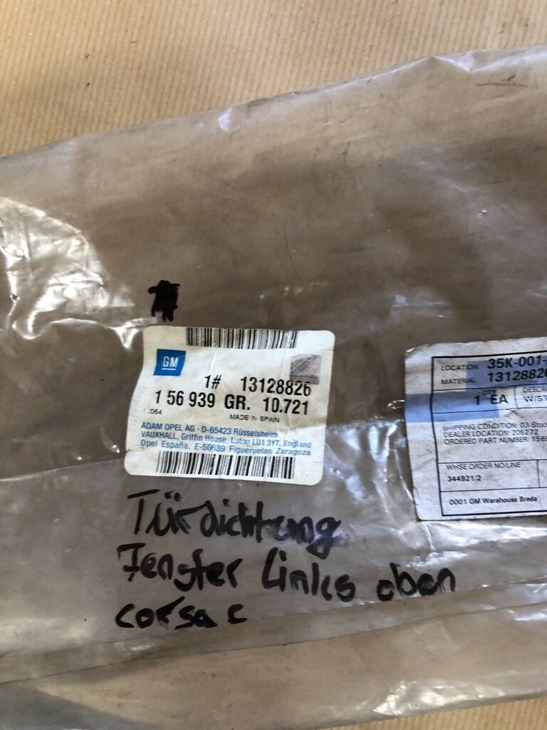 Opel Corsa C Türdichtung hinten links neu original GM
