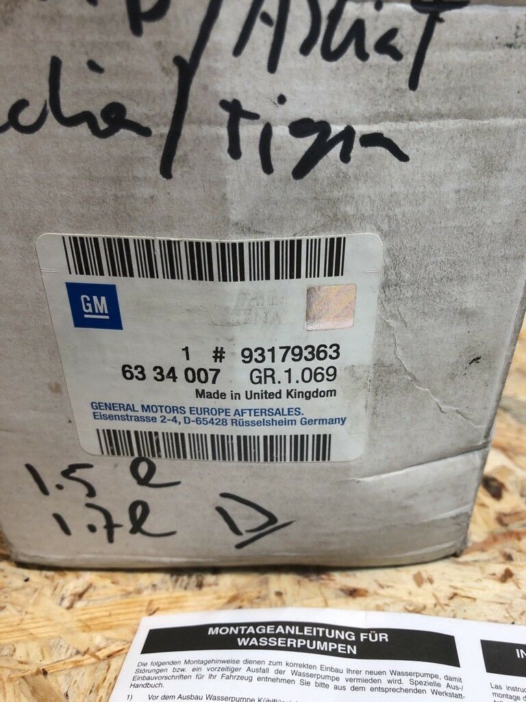 Opel Corsa B / Tigra A / Astra F / Vectra Wasserpumpe NEU Original GM
