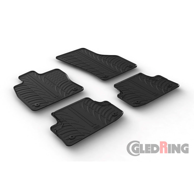 Satz Gummimatten passend für Audi A3 (8V) HB/Sportback/Limousine 2012-2020 (T Profil 4 teilig + Montage-clips)