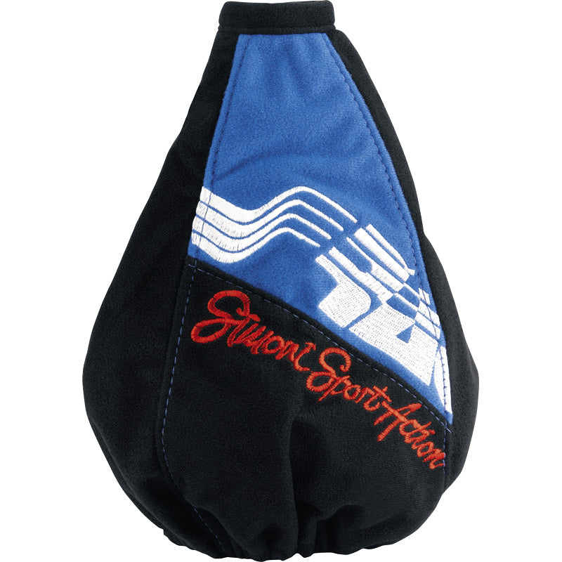 Simoni Racing Schaltknaufsack Sport Action - 150x150mm/Ø190mm - Schwarz/Blau Mikrofaser