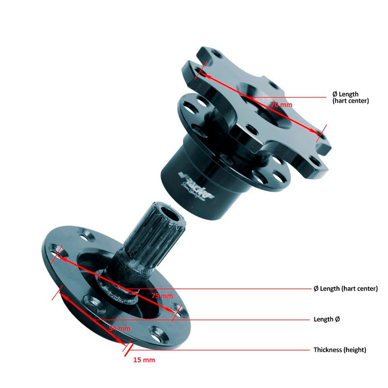 Simoni Racing Quick Release / Extender für Lenkradnaben - Länge 68mm