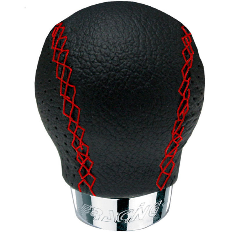 Simoni Racing Schaltknauf 'Set' Schwarz Leder + Rote Naten