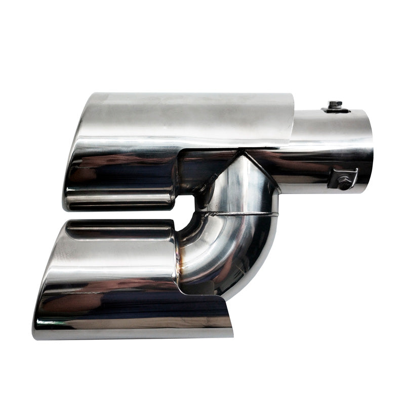 Simoni Racing Auspuffzierstück Doppel Rund Edelstahl - Ø90xL220mm - Anschluß ->Ø37-59mm