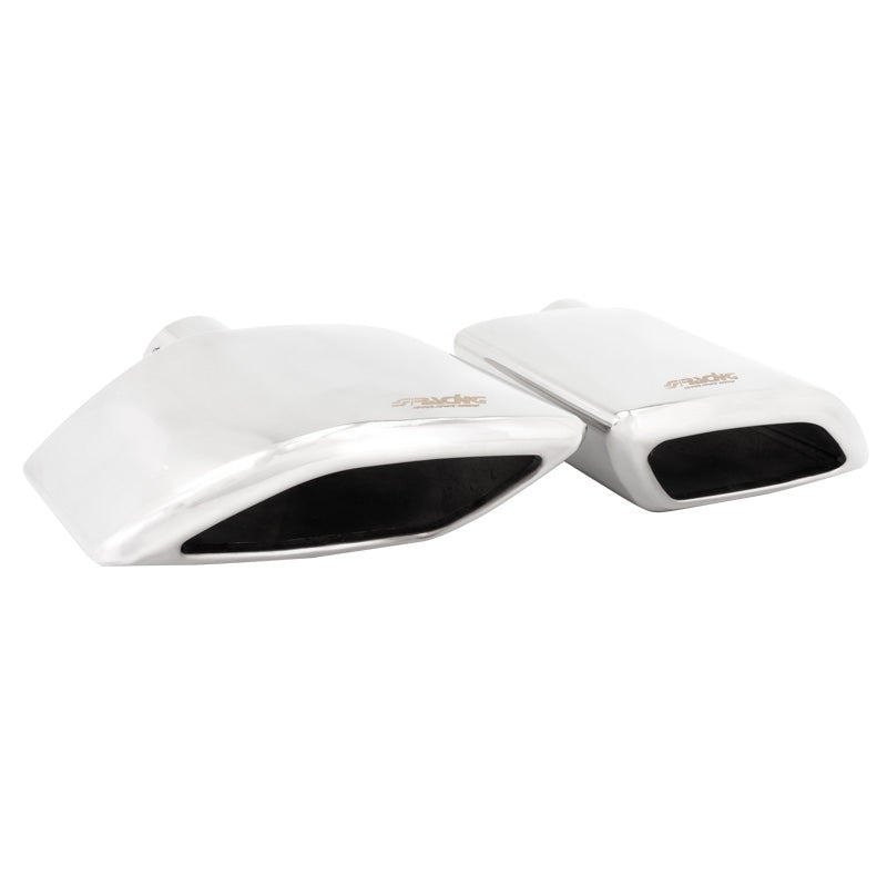 Simoni Racing Auspuffzierstück Rhomboidal Edelstahl - 220x80xL215mm - Anschluß ->63mm - Satz à 2 Stück