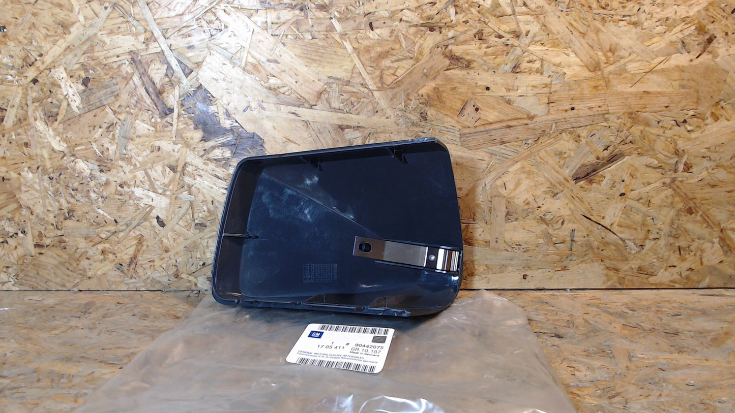 Original GM Opel Abdeckung Rückspiegel aussen links in blau-grau, 90442075 Corsa A