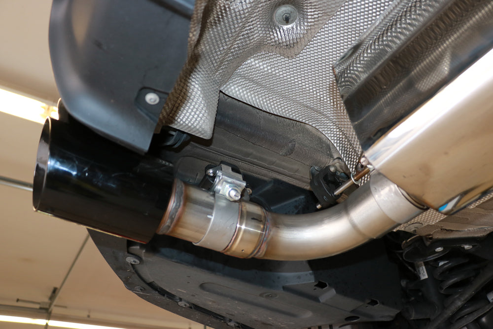 FOX BMW F36 - 440i xDrive Grand Coupe - M-Paket Endschalldämpfer quer Ausgang rechts/links - 1x100 Typ 25 rechts/links schwarz emalliert - mit Abgasklappe im linken Endrohr