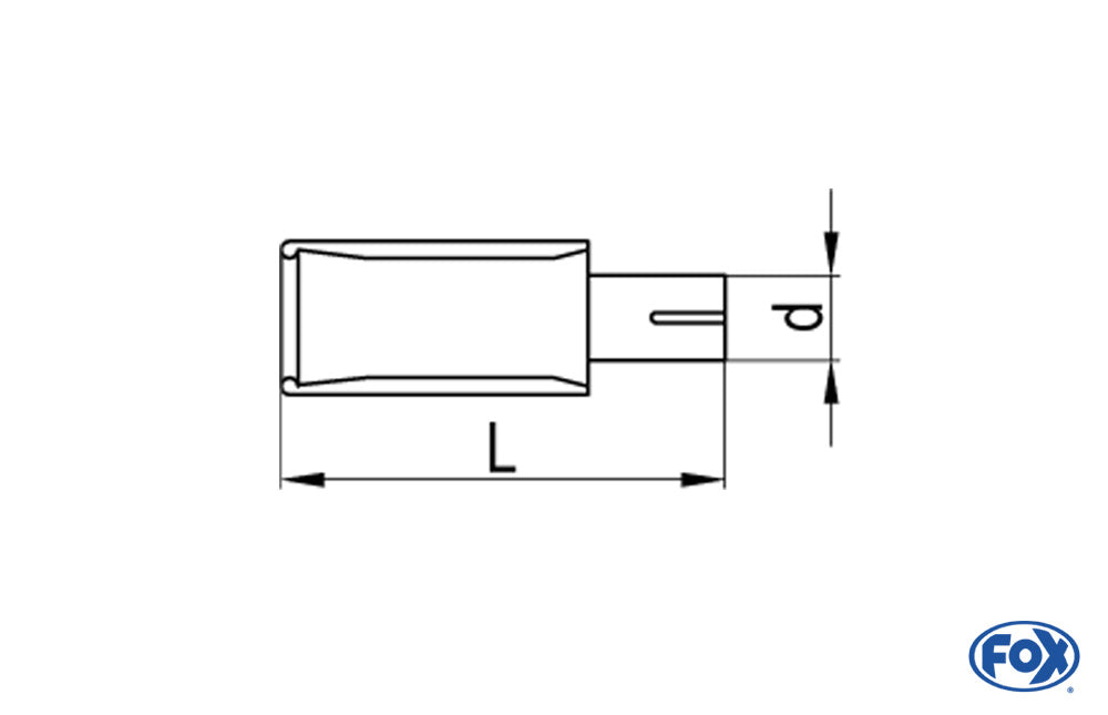 FOX Anschraubendrohr Typ 65 mit Schelle einfach - Ø 76mm Rund angerollt / abgeschrägt / ohne Einsatz - L_ (mm) und d_ (mm innen) ist flexibel - muss angeben werden - L minimum 170mm und maximal 500mm