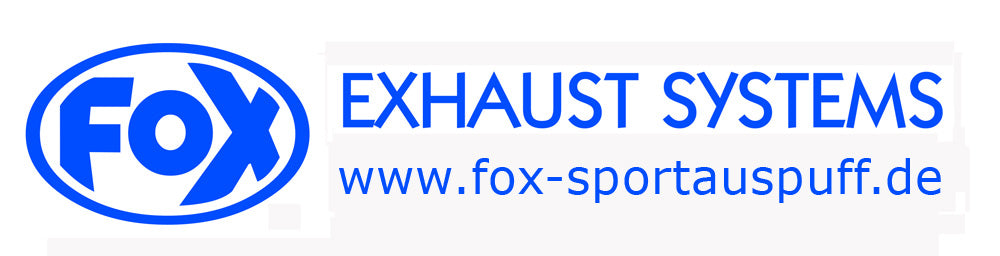 FOX FOX Sticker Blau - geplottet Höhe: 75mm Breite: 440mm - FOX Logo mit Schrift "EXHAUST SYSTEMS - www.fox-sportauspuff.de"
