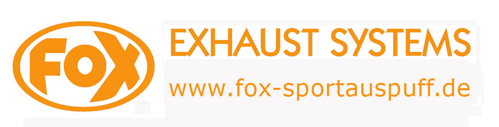 FOX FOX Sticker Orange - geplottet Höhe: 75mm Breite: 440mm - FOX Logo mit Schrift "EXHAUST SYSTEMS - www.fox-sportauspuff.de"