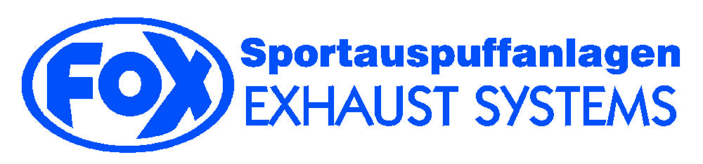 FOX FOX Sticker Blau - geplottet Höhe: 45mm Breite: 200mm - FOX Logo mit Schrift "Sportauspuffanlagen - EXHAUST SYSTEMS"