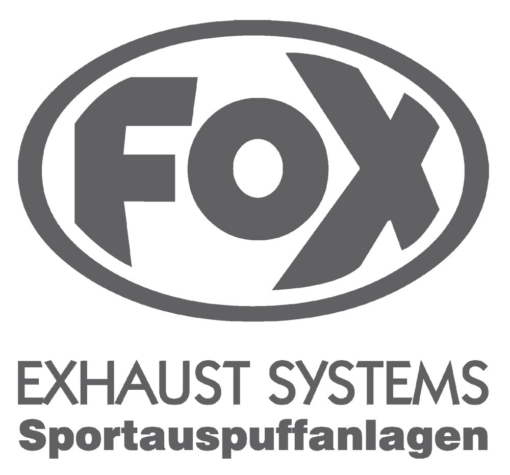 FOX FOX Sticker Anthrazit - geplottet Höhe: 120mm Breite: 125mm - FOX Logo mit Schrift "EXHAUST SYSTEMS - Sportauspuffanlagen"