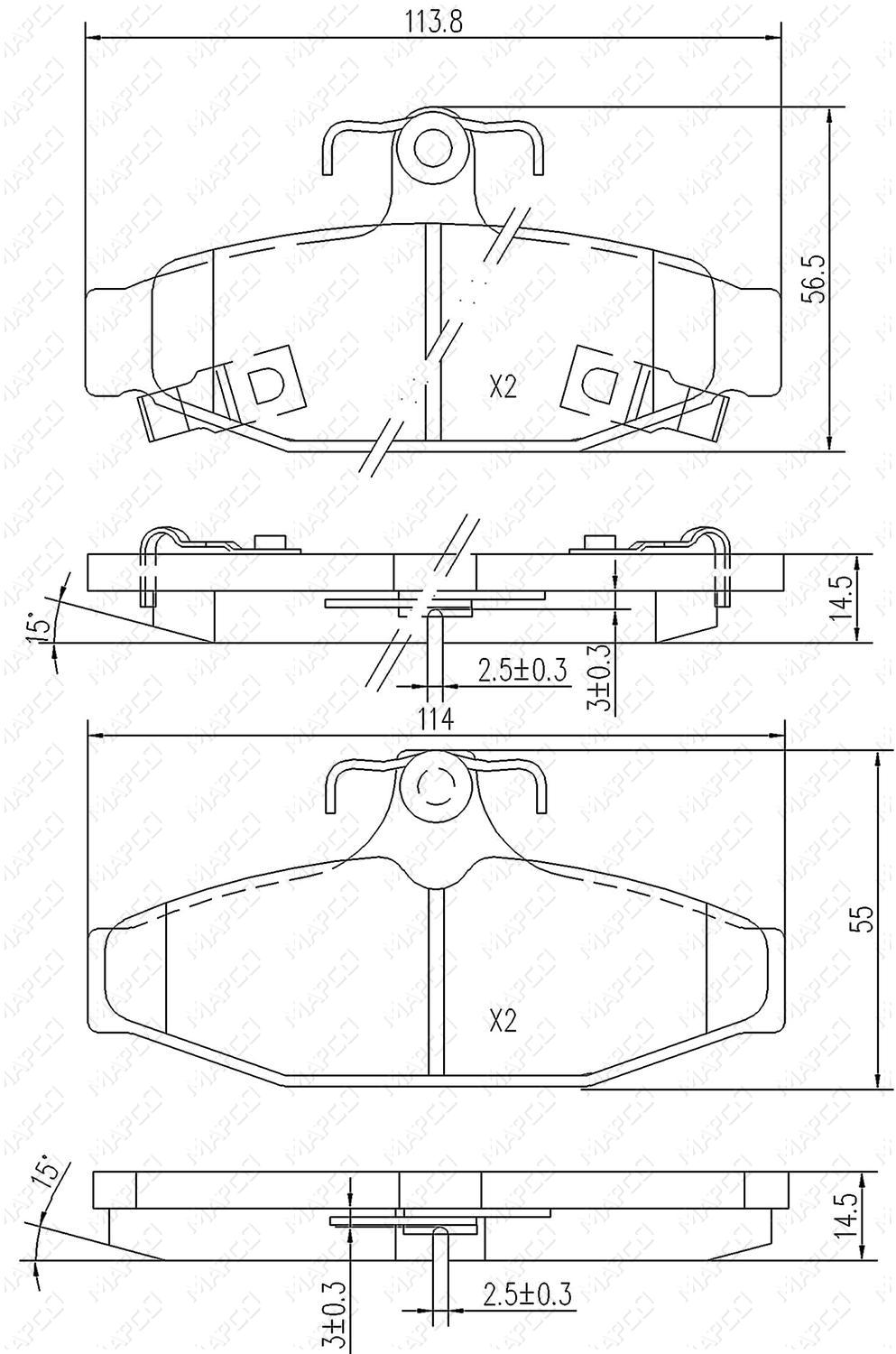 MAPCO Bremsbelagsatz, Scheibenbremse Hinterachse 6819