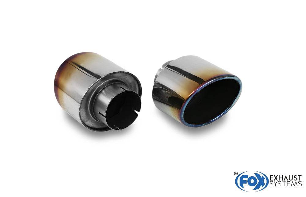 FOX Hyundai i30N Performance + Fastback Endrohre passend auf den originalen Endschalldämpfer - 129x106 Typ 32 rechts/links mit eingefärbten Rand